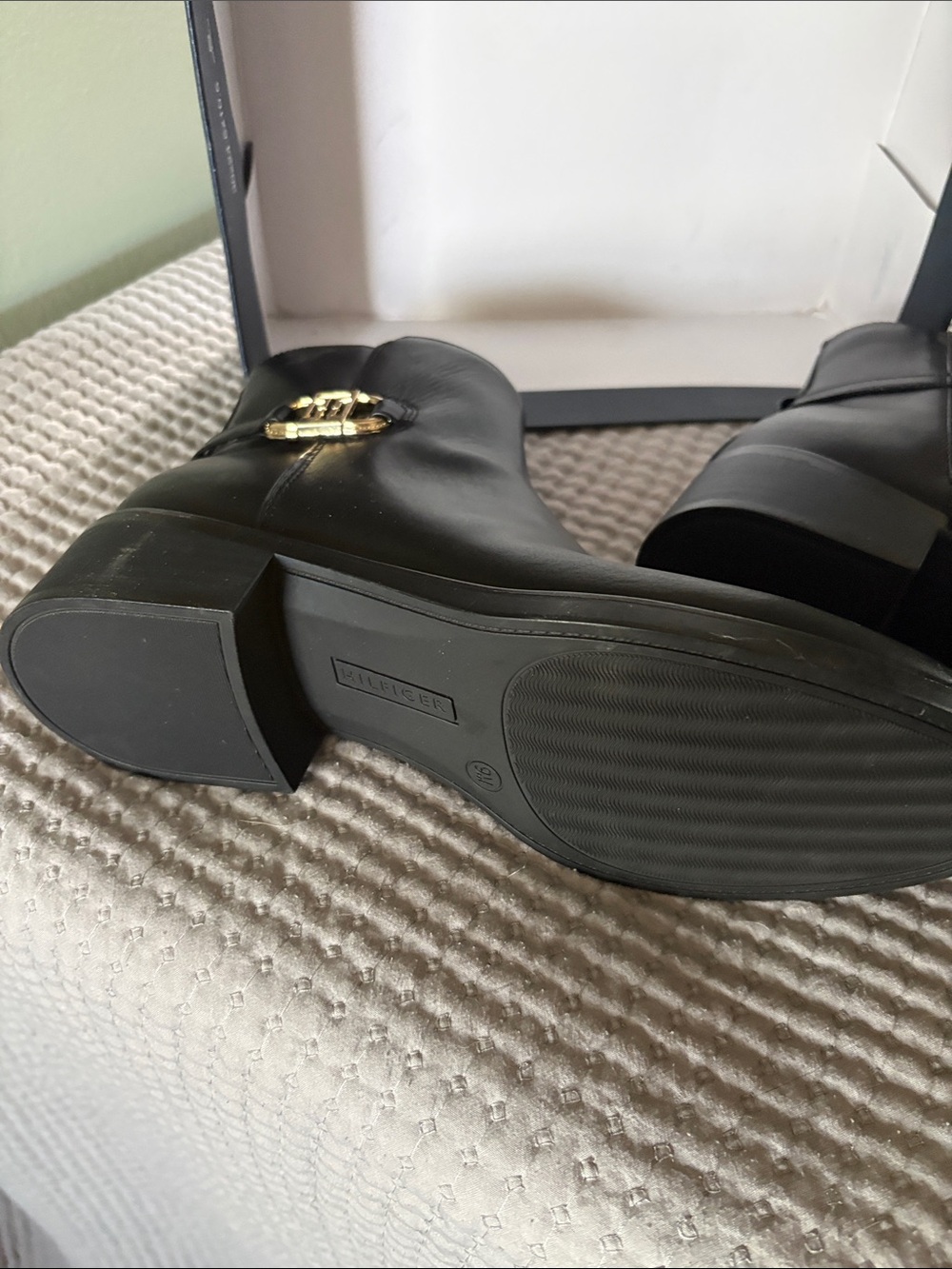 Tommy Hilfiger Black Leather Buckle Boots - Picture 3 of 3